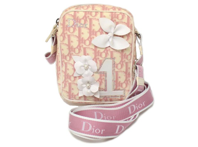 Christian Dior Saddle Trotter Hand Bag Pink Canvas Italy