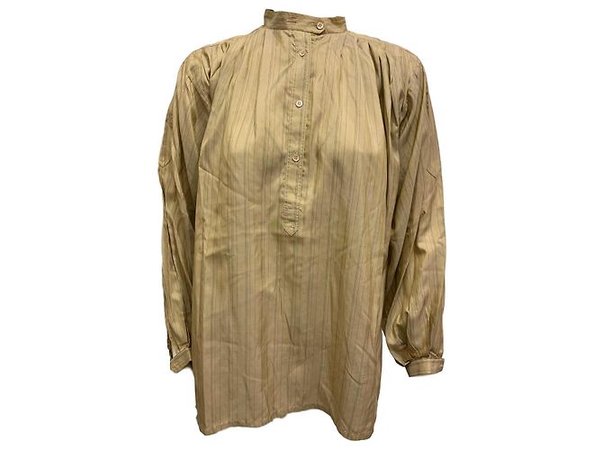 Camicetta Pierre Cardin a Righe in Seta Beige Dorata D'oro
