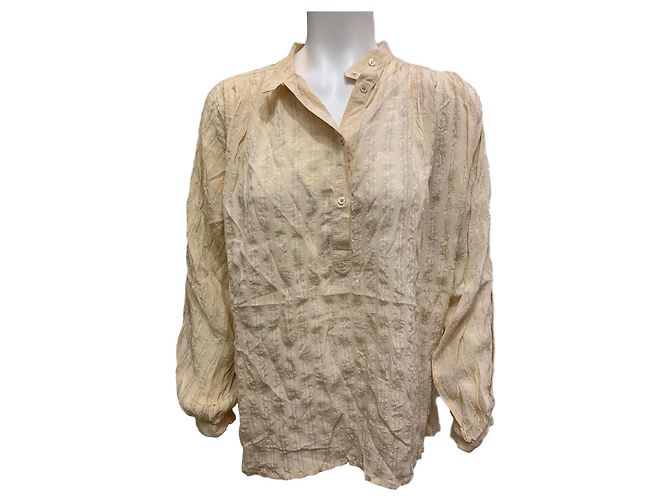 Camicetta a portafoglio Pierre Cardin in seta beige gialla Giallo