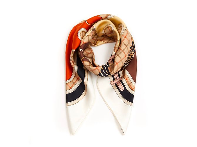Hermès Camails Marrom Bege Laranja Cru