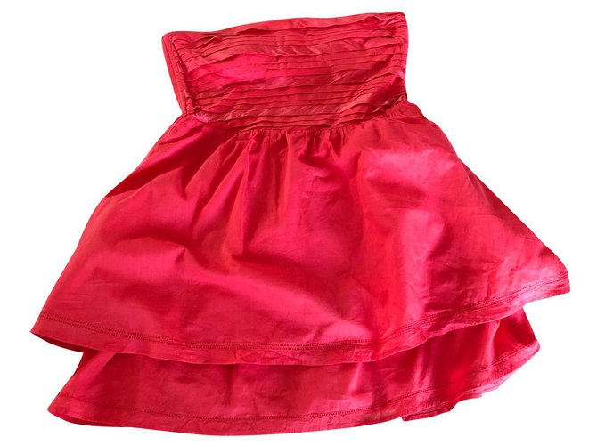 Maje Vestidos Roja Seda Algodón  ref.129513