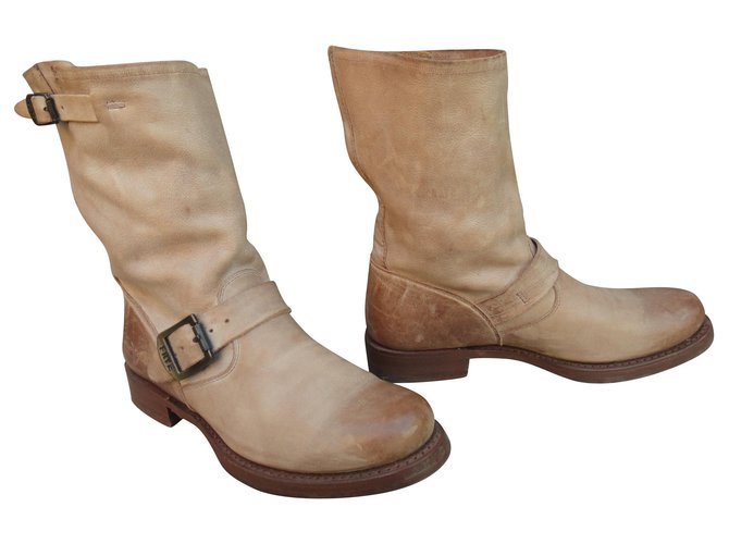 boots Frye, modèle Véronica Short Cuir Beige  ref.129550