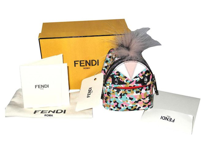 Fendi Charm Monster / Keychain leather new box! Multiple colors Fur  ref.129559