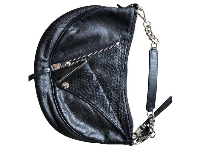 Jean Paul Gaultier Bag Black Leather Cloth  ref.129588