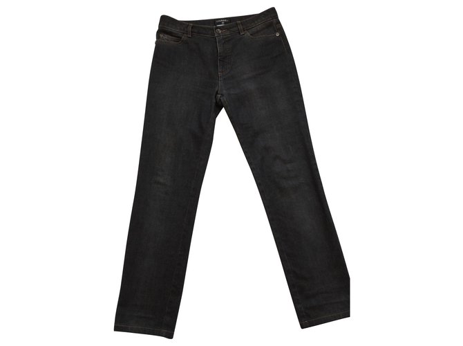 Chanel Pantalones Azul oscuro Algodón  ref.129617