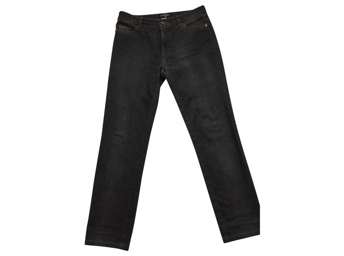 CHANEL jeans brut Coton Bleu foncé  ref.129620