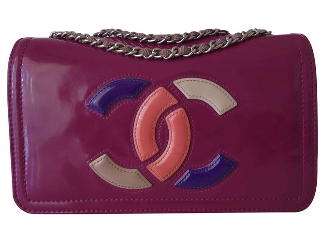 Bolsa de batom rosa Chanel Couro envernizado  ref.129705