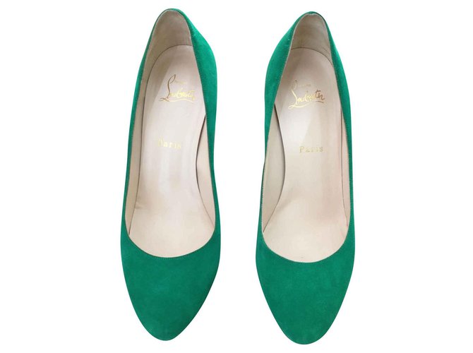 Christian Louboutin Talons Suede Vert  ref.129708