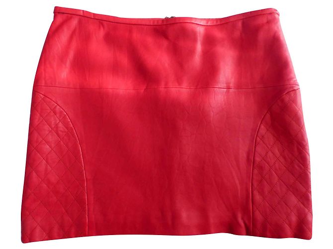 Falda de cuero roja American Retro
