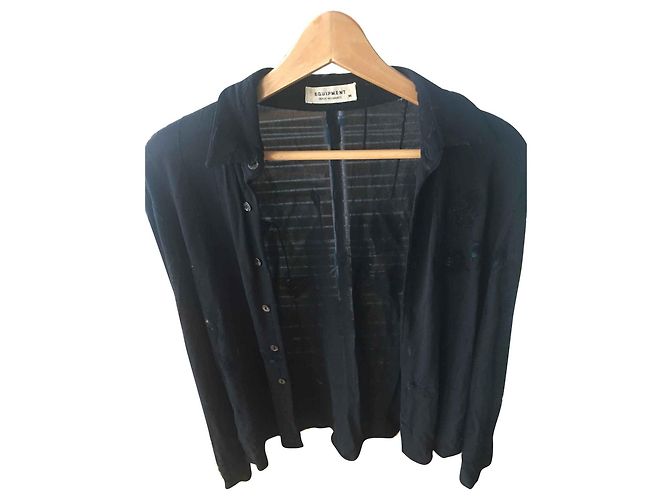 Camicetta Equipment in seta nera M Nero