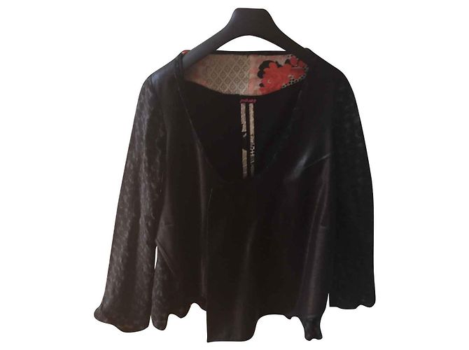 Autre Marque Giacca Moloko in pelle e cotone nero rosso avorio Bianco sporco