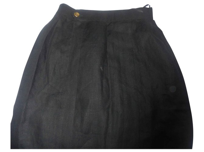 Chanel lux falda de lino con botón de mano bolsa de joyas Negro  ref.129763