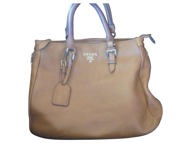 Prada large bag in hand-carved leather, very elegant Caramel Exotic leather  ref.129771