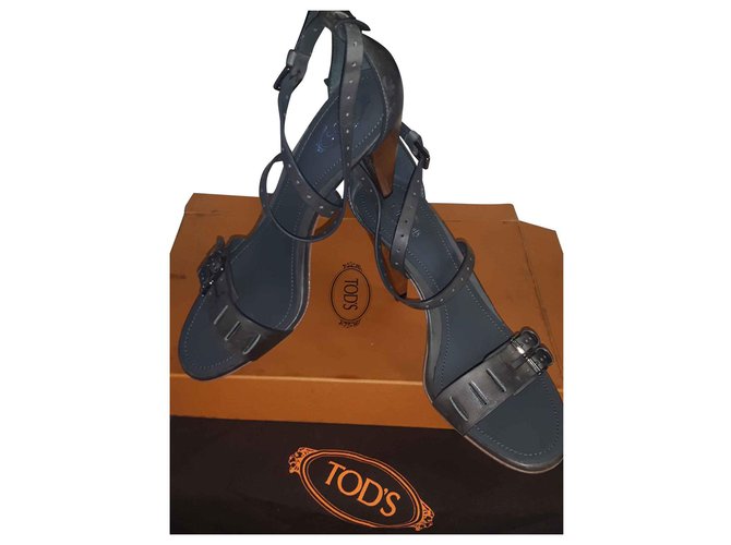 Tod's sandals 39.5 Dark grey Leather  ref.129790