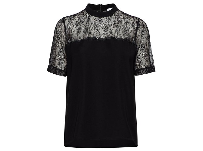 Samsoe & Samsoe Spitzenbluse Schwarz 