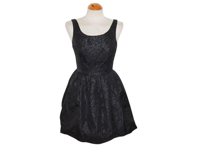 Jack Wills Black and metallic party dress Silvery Cotton Polyester  ref.129843