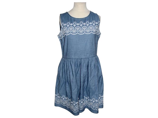 Jack Wills Vestido denim bordado Blanco Azul
