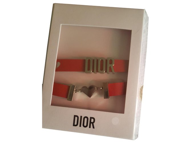 LOGO DIOR Red Leather  ref.129855