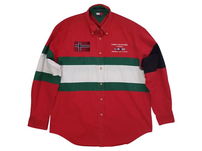 Tommy Hilfiger Camisetas Roja Multicolor Verde Algodón  ref.129857