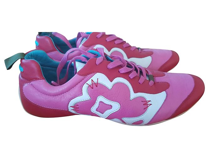 Kenzo Retro Sneaker Rosa Weiß Rot Leder Pink