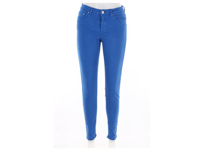 Acne Pantalons, leggings Coton Polyester Elasthane Bleu  ref.129918