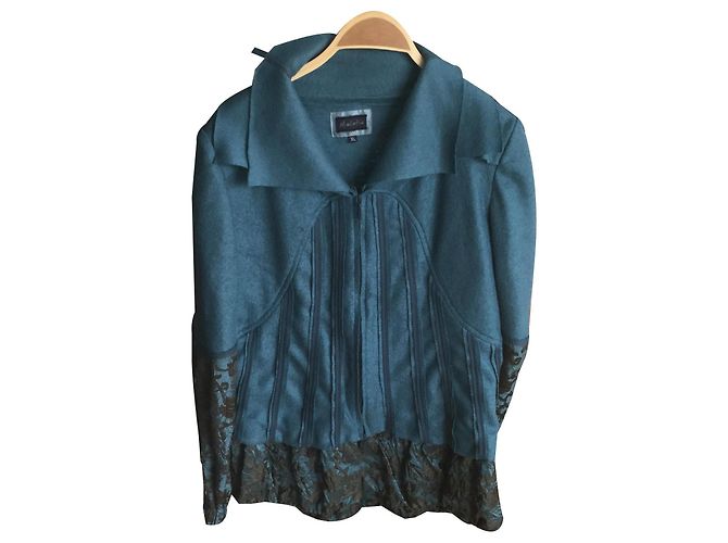 Autre Marque Giacca CUT VERSE in lana castagna e blu scuro Castagno