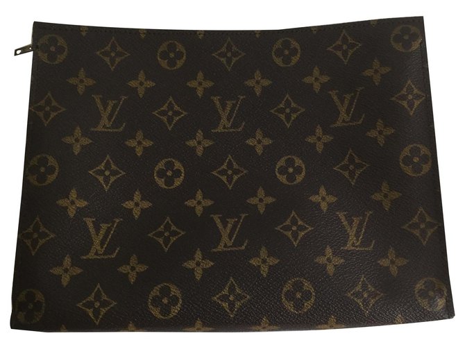 Louis Vuitton Sacos de embreagem Marrom Couro  ref.130036