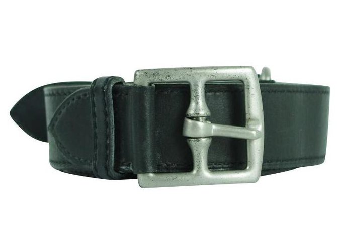 Hermès Etriviere leather belt. Black Steel  ref.130117