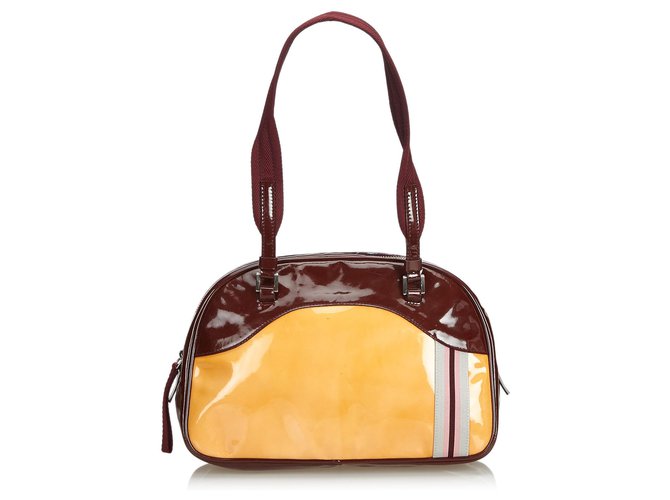 Prada Yellow Patent Leather Bowler Shoulder Bag Multiple colors  ref.130176
