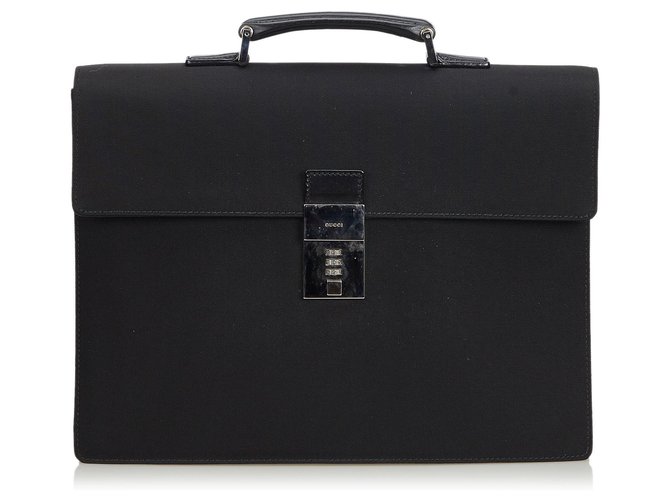 Gucci Black Nylon Business Bag Leather Cloth  ref.130221