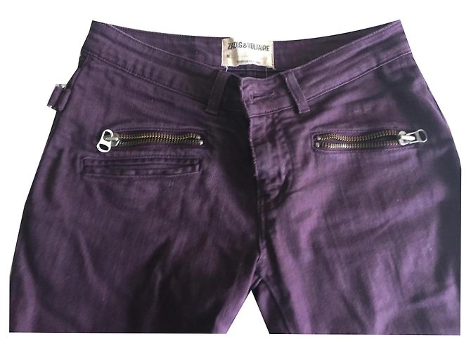 Zadig & Voltaire Super Law Vaqueros Rojo Oscuro Algodón Burdeos