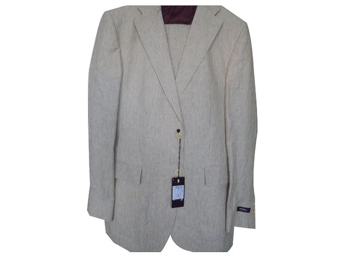 Autre Marque Terno PALENZO de linho azul claro com riscas brancas Branco