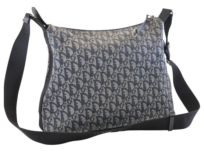 Dior Trotter Shoulder Bag Blue Cloth  ref.130264