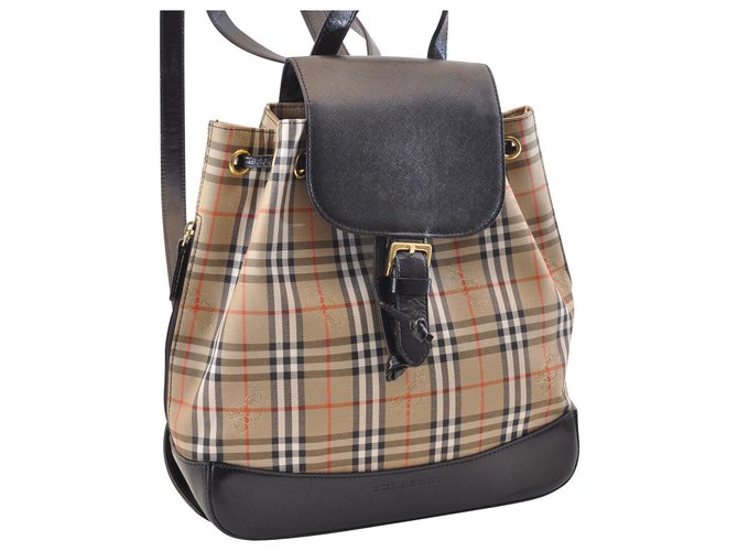 Burberry Nova Mochila a cuadros Crudo Lienzo  ref.130266