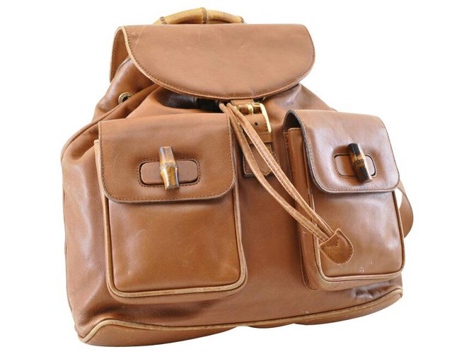 Gucci Backpack bamboo Brown Leather  ref.130268