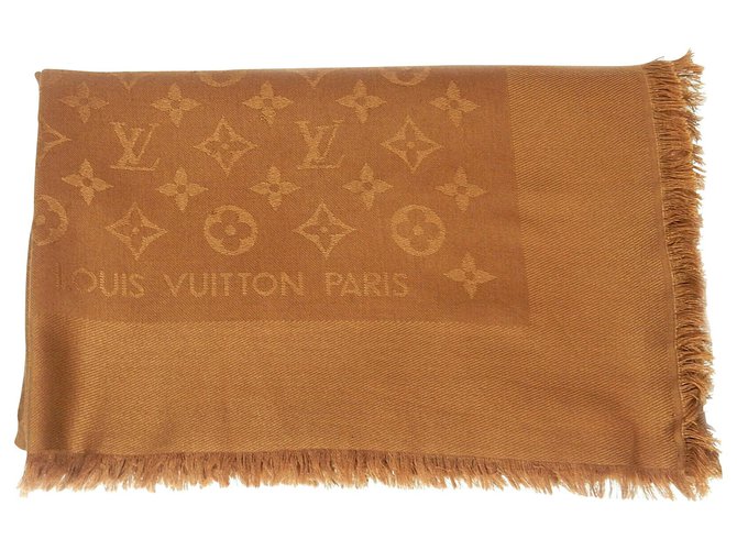 Écharpe Louis Vuitton Shine Soie Marron  ref.130274