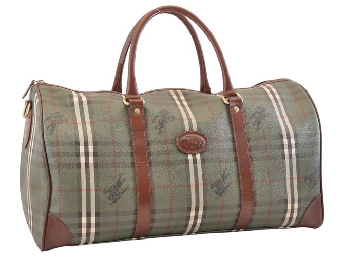 Burberry Nova Check Travel Bag Green Cloth  ref.130280