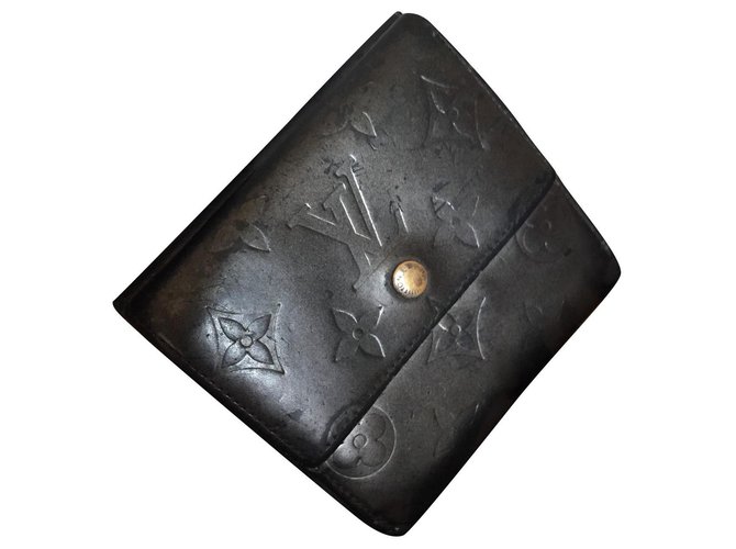 Louis Vuitton LV wallet Dark grey Patent leather  ref.130327