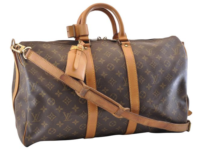 Louis Vuitton Keepall Bandouliere 45 Brown Cloth  ref.130342