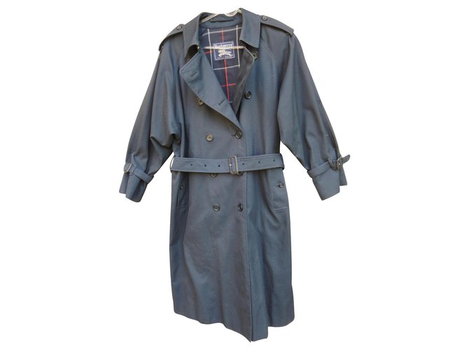 Vintage Burberry Trenchcoat 40/42 Marineblaue Farbe Baumwolle Polyester  ref.130373