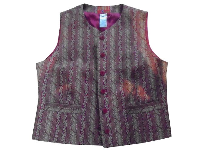 Completo Kenzo Jungle in cotone ricamato beige e rosso scuro Bordò