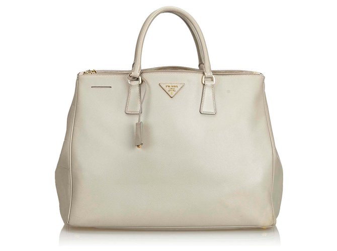 Prada Gray Saffiano Leather Galleria Handbag Grey  ref.130431