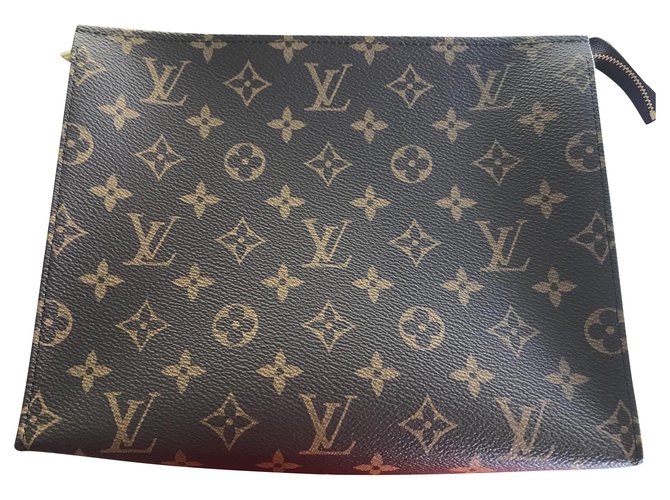 Louis Vuitton WC-TASCHE 26 Monogramm Braun Leinwand  ref.130481