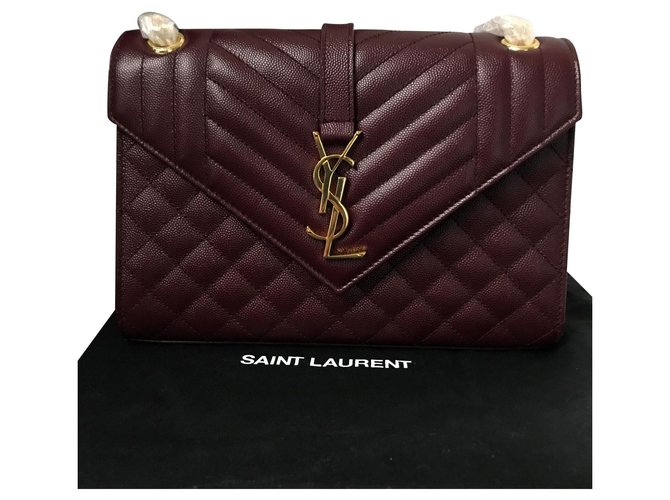 Saint Laurent Monogram Envelope Clutch - Red