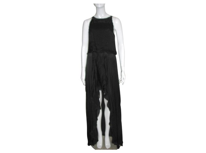 Halston Heritage High Low silk gown Black  ref.130491