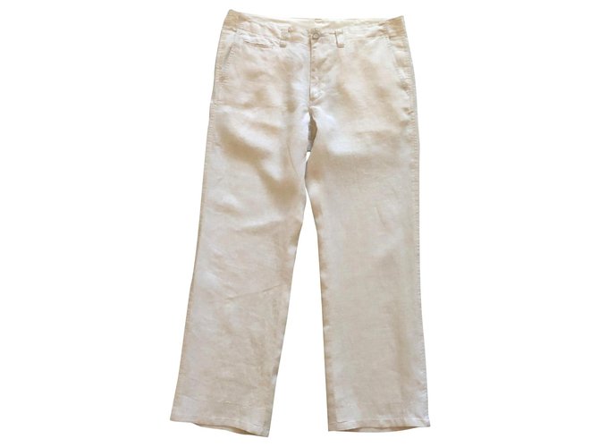 Autre Marque Straight trousers in light beige linen.48  ref.130493