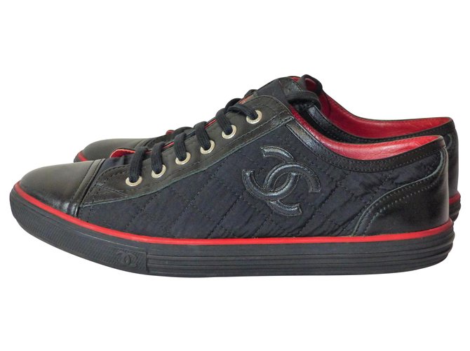 Chanel Sneakers Black Leather Nylon  ref.130527