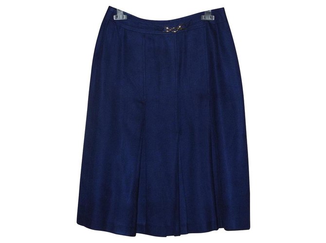 Céline Skirts Navy blue Silk Viscose  ref.130529