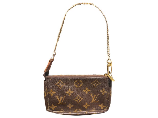 Louis Vuitton Handbags Brown Leather Cloth  ref.130591