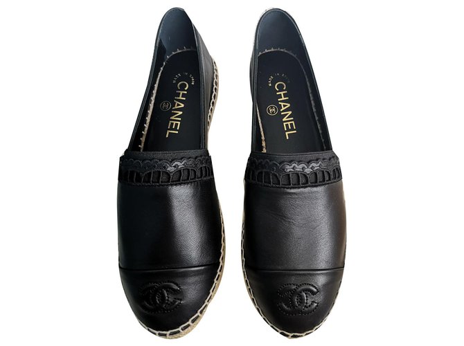 Espadrilles Chanel Black Leather  ref.130599